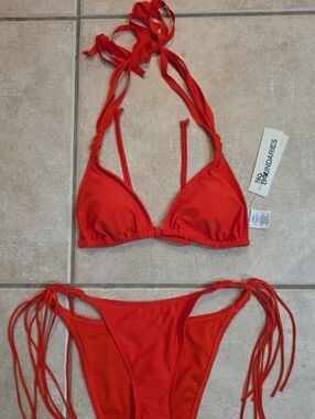 No Boundaries Red String Bikini Set